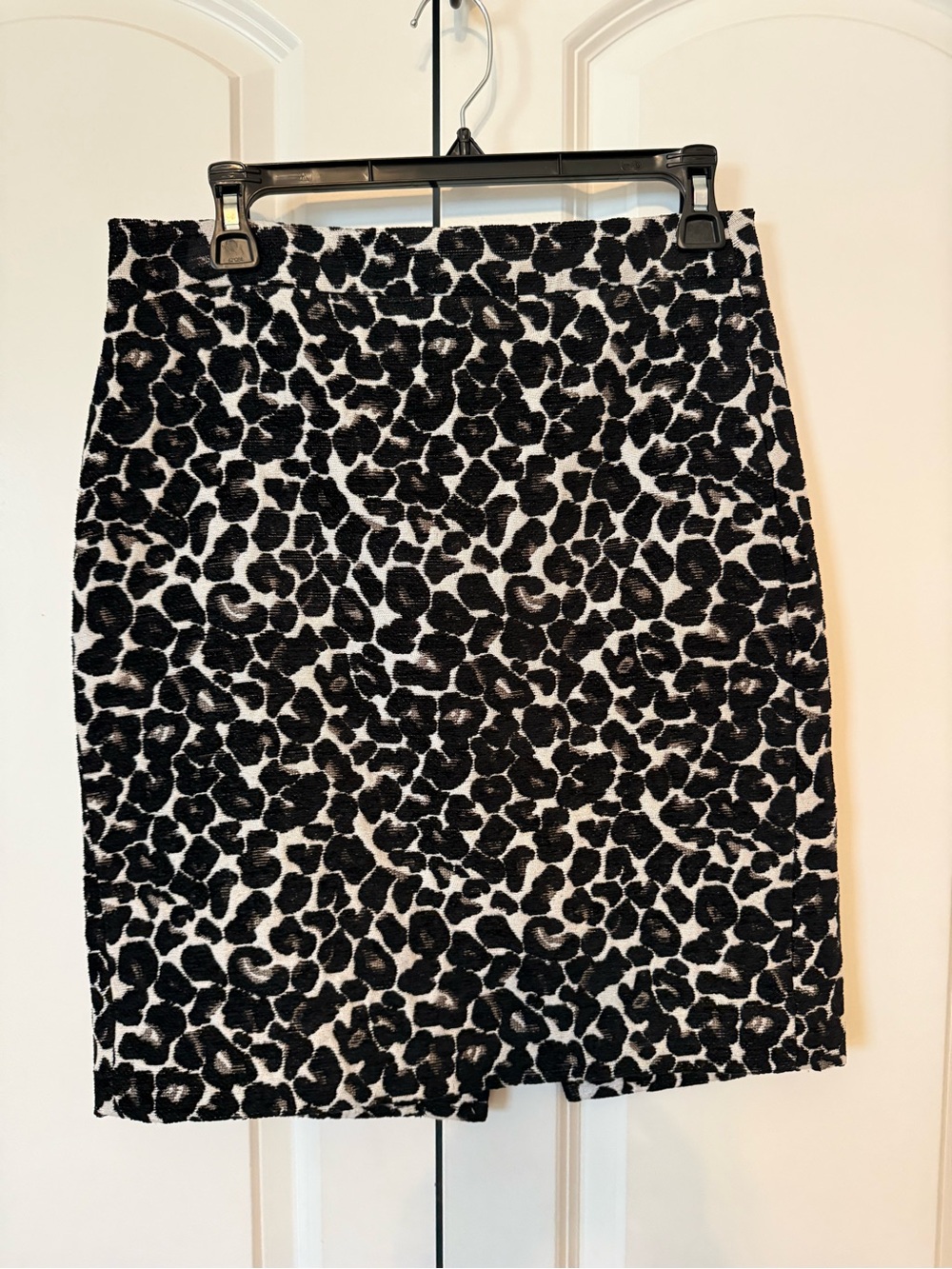 J. Crew Black and White Leopard-Print Pencil Skirt